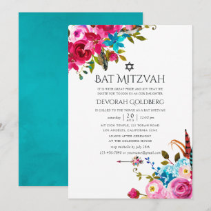 Convite Boho Chic Floral Bar Mitzvah