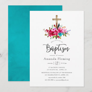 Convite Boho Chic Floral Batismo