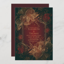 Boho Chic Floral Burgundy e tema Dourado.