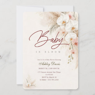 Convite Boho Chic Floral Orquídea Bebê em Flor Baby Shower