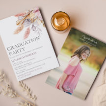 Boho Chic Floral Photo Graduation Announcement