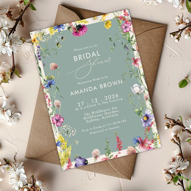 Convite Boho Chic Flores Silvestres Amor em flor Chá de No (Criador carregado)
