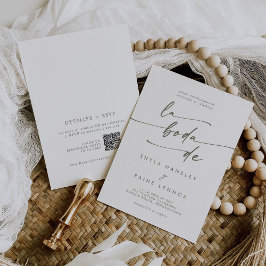 Convite Boho Chic Green e White QR Code Casamento Espanhol
