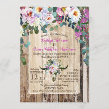 Boho Chic Longhorn Cow Skull Floral Weding