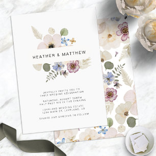 Convite Boho Chic Modern Floral Wedding
