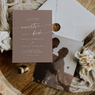 Convite Boho Chic Neutral Taupe Foto Espanhola