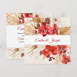 Convite Boho chic Red Orchid cai personalizado Casamento