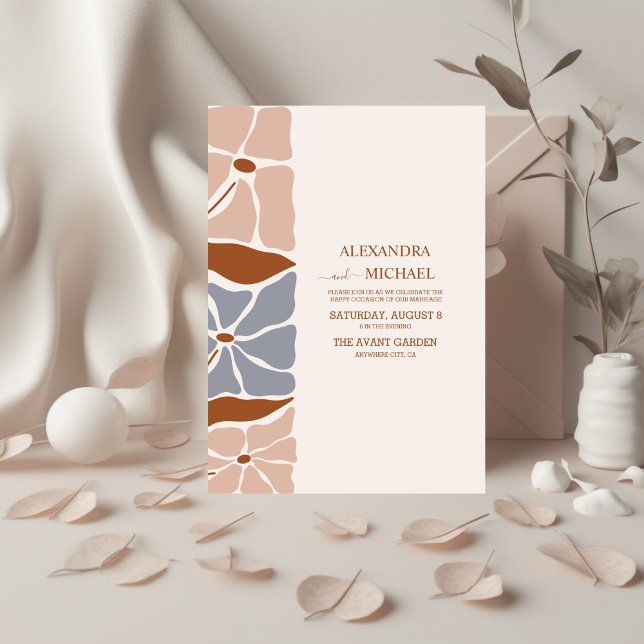 Convite Boho Chic Retro Floral Wedding (Criador carregado)