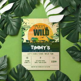 Convite Boho Chic Safari Animais Dois segundos aniversário