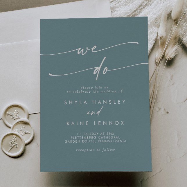 Convite Boho Chic Seafoam Teal Fazemos Casamento (Criador carregado)