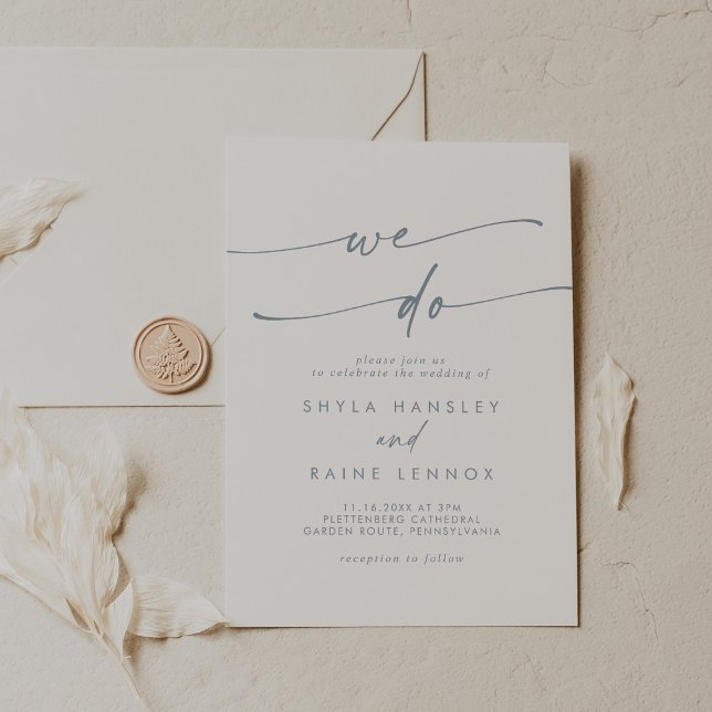 Convite Boho Chic Slate Blue Fazemos Casamento (Criador carregado)