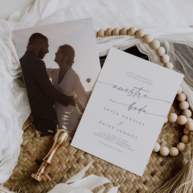 Convite Boho Chic Slate Blue Foto: Casamento espanhol (Criador carregado)