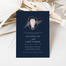 Boho Chic Steer Skull Invitation