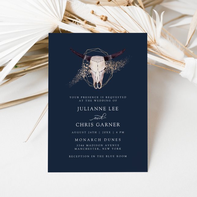 Convite Boho Chic Steer Skull Invitation (Criador carregado)