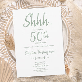 Convite Boho Chic Verde Salvia Surpresa 50º Aniversário
