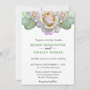 Convite Boho Chic White Rose Pearl Casamento