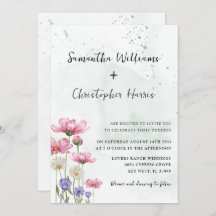 Boho Chic Wild Flower Watercolor Casamento