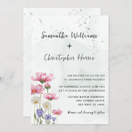 Convite Boho Chic Wild Flower Watercolor Casamento