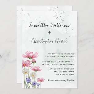 Convite Boho Chic Wild Flower Watercolor Casamento