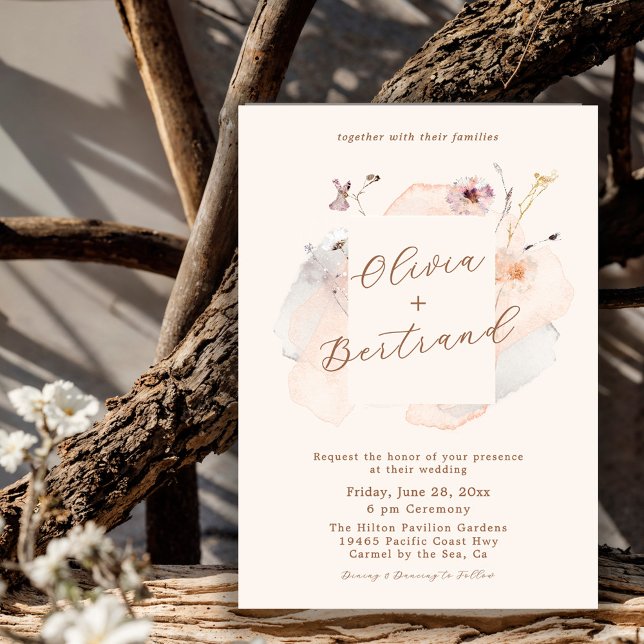 Convite Boho Chic Wildflower Minimalist Garden Wedding (Criador carregado)