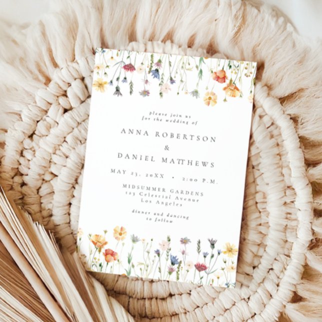 Convite Boho Chic Wildflower Wedding Invitation (Criador carregado)
