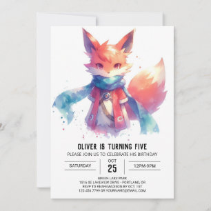 Convite Boho Children Fox Birthday