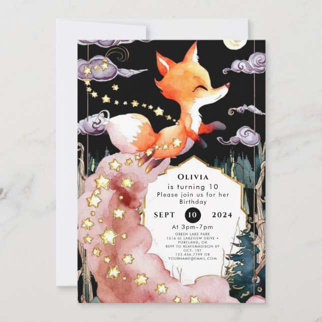 Convite Boho Children's Fox Birthday (Frente)