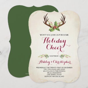Convite Boho Christmas Invite ~ Rustic Deer Antler