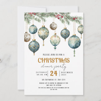 Convite Boho Christmas ornament party Invitation
