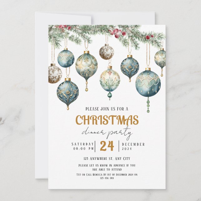 Convite Boho Christmas ornament party Invitation (Frente)