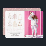 Convite Boho Christmas Trees Winter Wonderland Birthday<br><div class="desc">Este convite para fotos de aniversário da "WinWland" de boho apresenta árvores de natal pintadas à mão em tons cor-de-rosa. Personalize-o para as suas necessidades. Você pode encontrar produtos correspondentes na minha loja.</div>