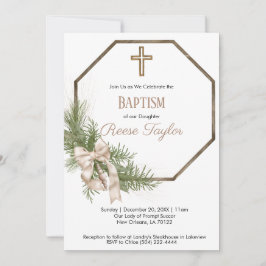 Convite Boho Christmas Wooden Wreath Baptism