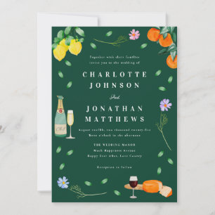 Convite Boho Citrino & Vinho Casamento Verde