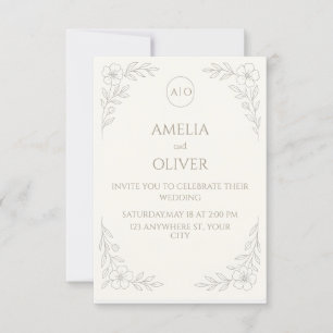 Convite Boho Clássico e Casamento Minimalista Floral
