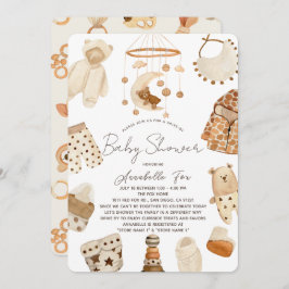 Convite Boho Clothes Nursery Drive-by Chá de fraldas Invit