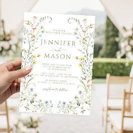 Convite Boho Colorful Meadow Wildflower Wreath Casamento