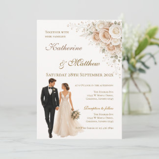 Convite Boho com casamento de noivo e noiva