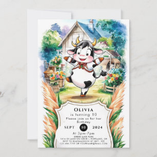 Convite Boho Cow Aniversário Encantado