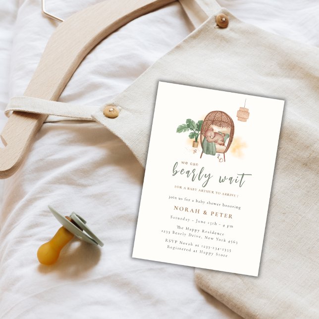 Convite Boho Cozy Teddy Bear Sleep Chá de fraldas (Boho Cozy Teddy Bear Sleep Baby Shower Invitation)