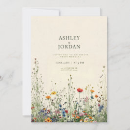 Convite Boho Cream Wildflower Invitation