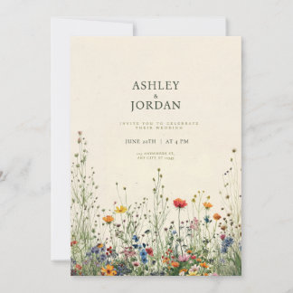 Convite Boho Cream Wildflower Invitation