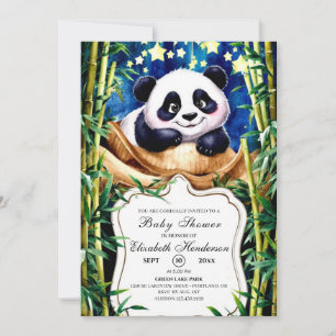 Convite Boho Cute Baby Panda Chá de fraldas