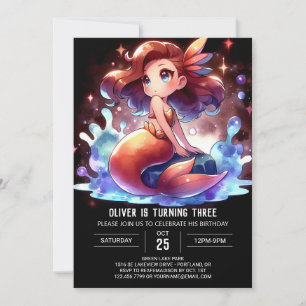 Convite Boho Cute Mermaid Birthday