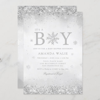 Convite Boho Cute Watercolor Blue É um Chá de fraldas