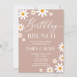 Convite Boho Daisies Birthday Brunch Party Invitation