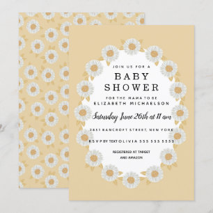 Convite Boho Daisies - Chá de fraldas Amarelo de Menininha