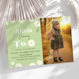 Convite Boho Daisy Dois segundo aniversário Boêmian Verde 
