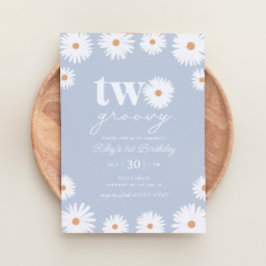 Convite Boho Daisy, dois segundos aniversários de Groovy