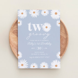 Convite Boho Daisy, dois segundos aniversários de Groovy