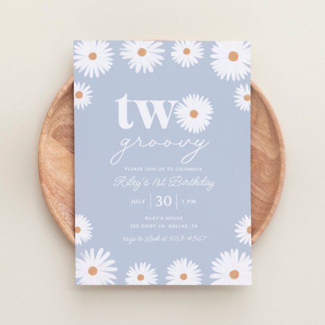 Convite Boho Daisy, dois segundos aniversários de Groovy (Criador carregado)